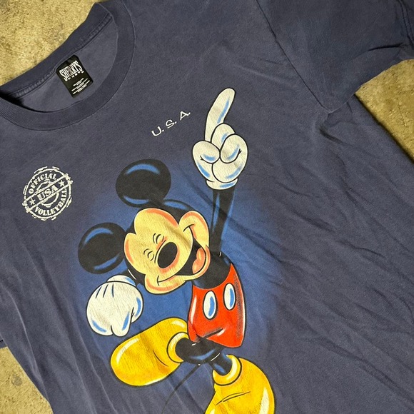 VINTAGE EARLY 2000's DISNEY MICKEY MOUSE NAVY SHERRY SHIRT SIZE XL - Picture 3 of 4